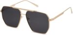 Retro Oversized Square Polarized Sunglasses for Women and Men Vintage Shades Classic Large Metal Sun Glasses