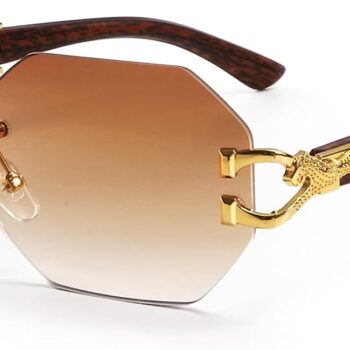Rimless Rectangle Sunglasses for Women Men Fashion Hip hop Frameless Designer Shades Wooden  Square Sun Glasses