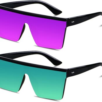 Square Oversized Sunglasses for Women Men Big Flat Top Fashion Shield Large UV Protection Rimless Shades
