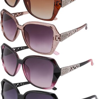 4 Pcs Women Large Sunglasses,  Glasses Oversized Classic Trend Ladies Sunglasses Sparkling Large Frame