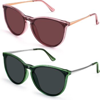 Oversized Trendy Sunglasses for Women, 100% UV Protection, Round Retro Sunglasses