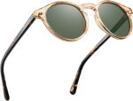 Round Acetate men Sunglasses Polarized UV Protection Classic Retro Sun Glasses