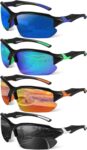 4 Pack Polarized Sports Sunglasses for Men Women Baseball Cycling Running Fishing UV Protection Sun Glasses Lightweight Half Frame Goggles