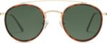 Retro Vintage Round Polarized Sunglasses for Women Men Small Double Bridge Circle Sunnies