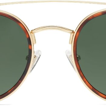 Retro Vintage Round Polarized Sunglasses for Women Men Small Double Bridge Circle Sunnies