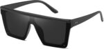 Square Sunglasses for Women Men Fashion Big Frame Flat Top Sun Glasses Mirror Lens