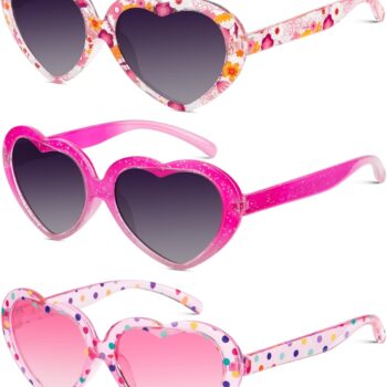 Kids Sunglasses Polarized Heart-Sunglasses: Toddler girls Sun Glasses with UV Protection for Youth Child 3Pack Age 3-12
