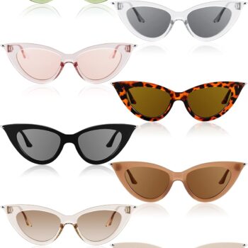 8 Pairs Retro Cat Eye Sunglass Vintage Sunglass Colorful Women Glass for Party