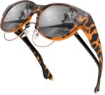 Sunglasses Fit Over Glasses for Women, Polarized UV400 Protection Sun Glasses Trendy Round Cat Eye Shades Large Lens